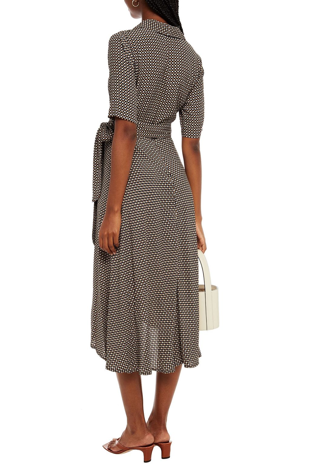 GANNI Checked midi wrap dress