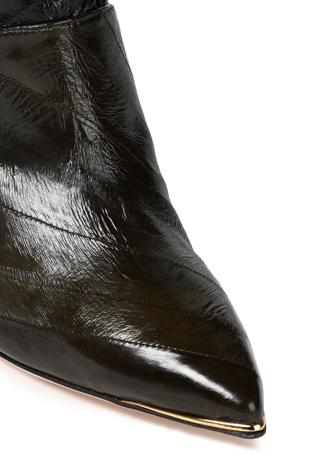 TORY BURCH Lila zweifarbige kniehohe Stiefel aus Aalleder