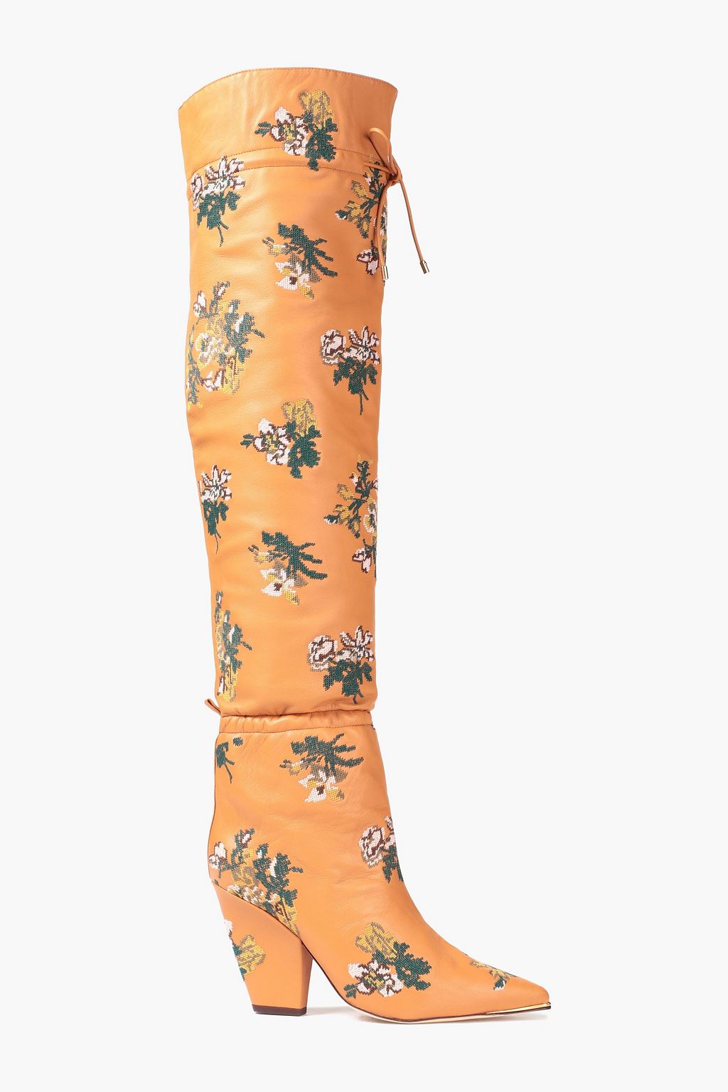 TORY BURCH Lila 90 gathered embroidered over the knee boots THE OUTNET