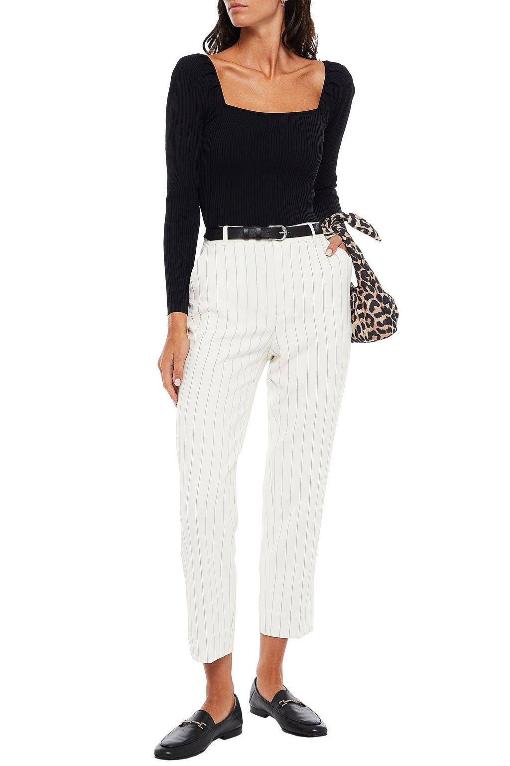 GANNI Pinstriped woven tapered pants