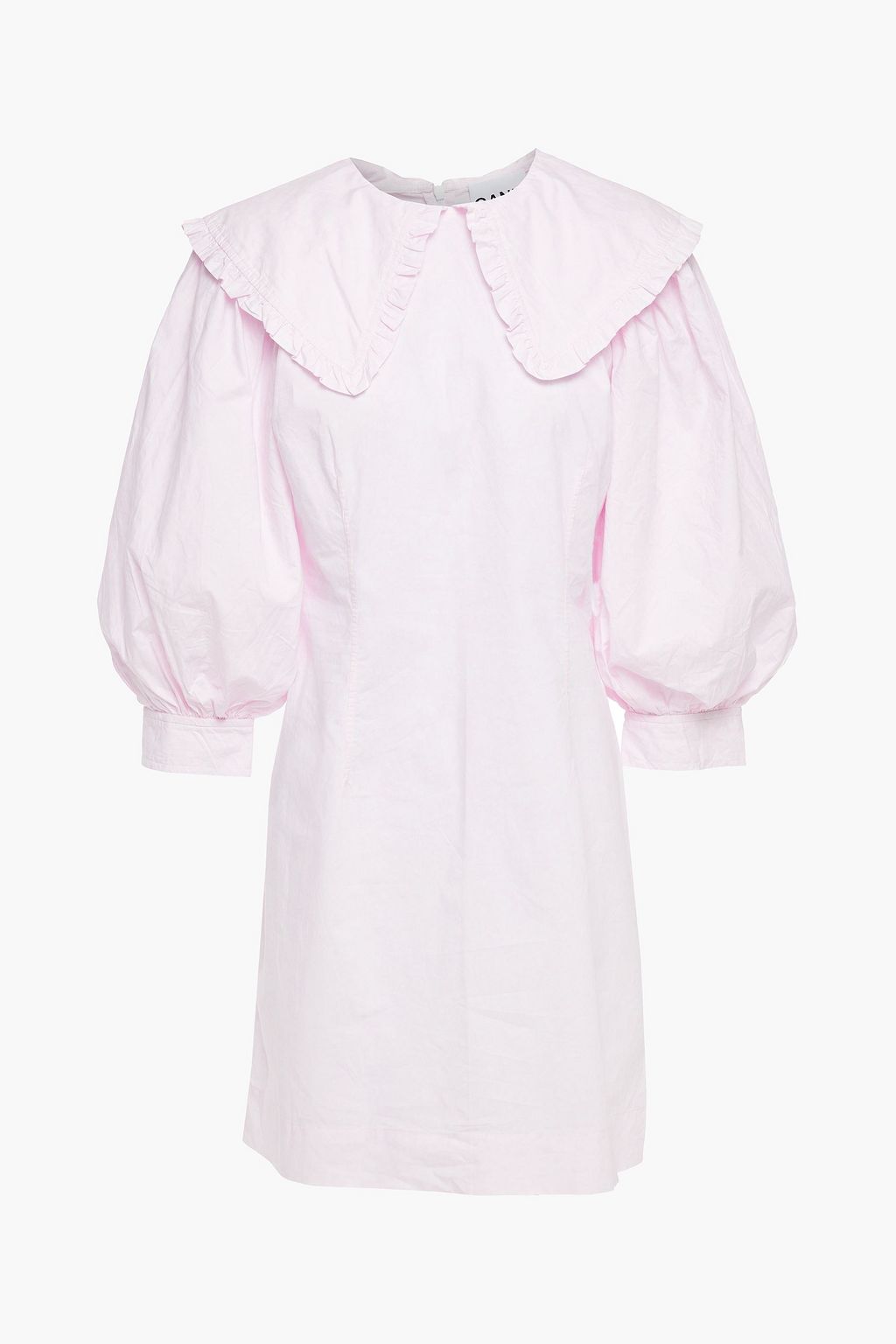 Pastel pink Ruffle-trimmed floral-print cotton-poplin mini dress | GANNI | THE OUTNET