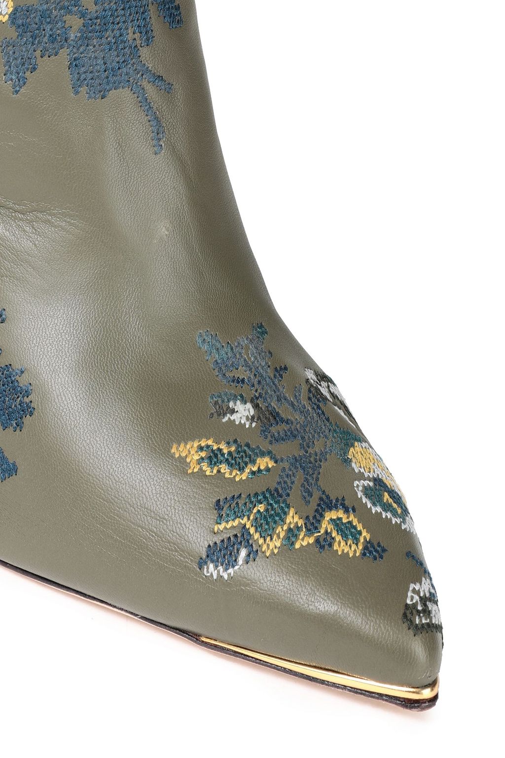 TORY BURCH Lila 90 gathered embroidered over-the-knee boots