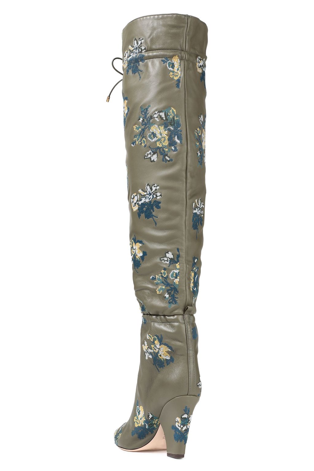 TORY BURCH Lila 90 gathered embroidered over-the-knee boots