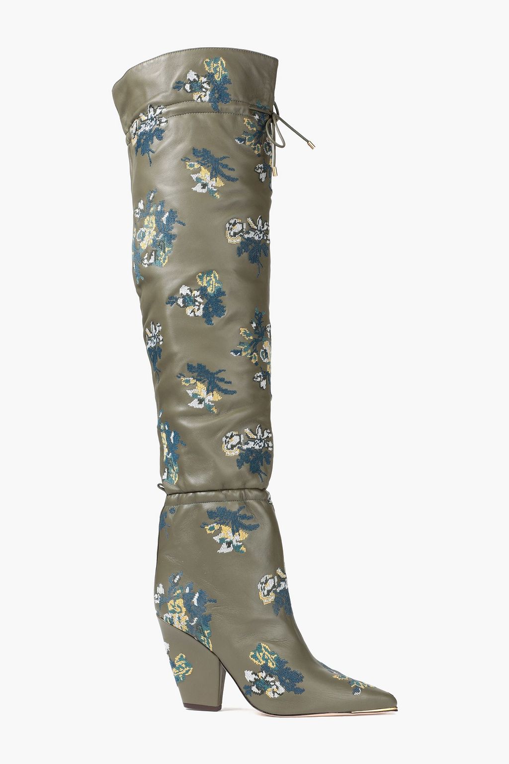 TORY BURCH Lila 90 gathered embroidered over-the-knee boots | Sale up to  70% off | THE OUTNET