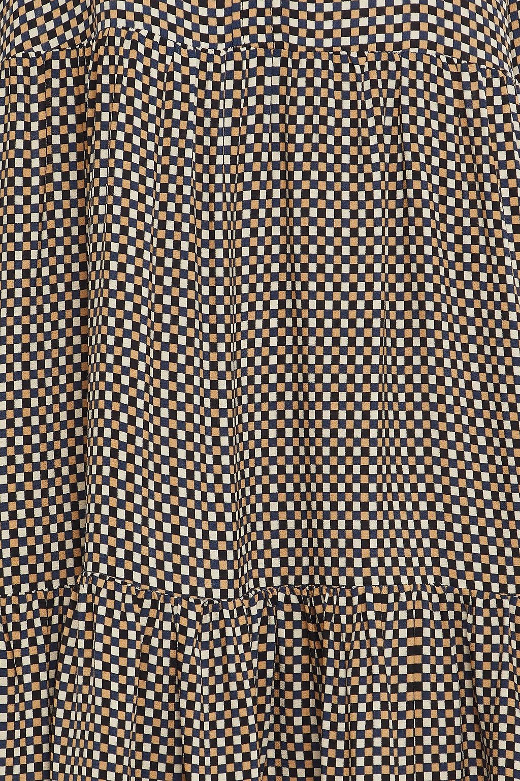 GANNI Tiered gingham crepe mini dress