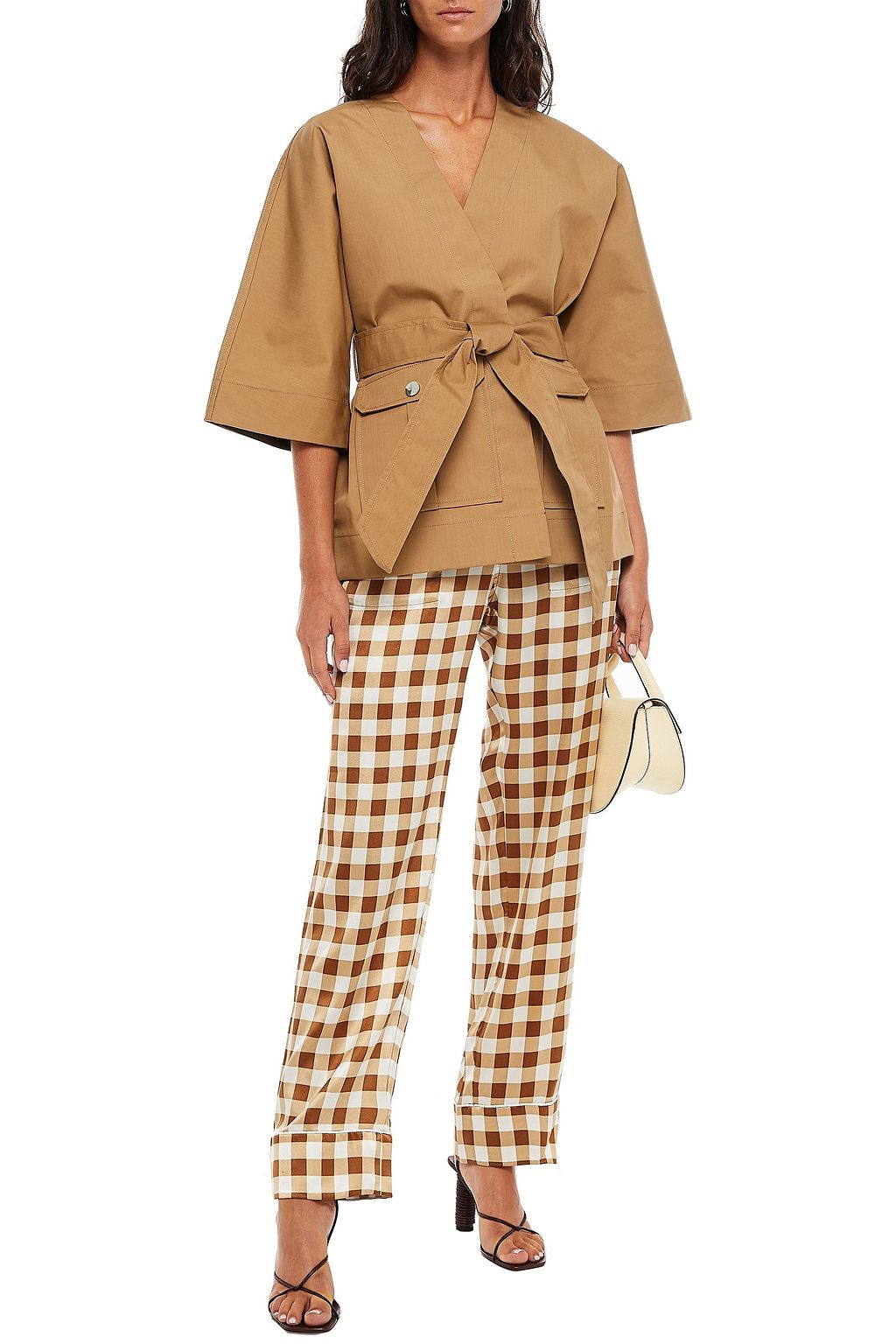 GANNI Belted cotton jacket