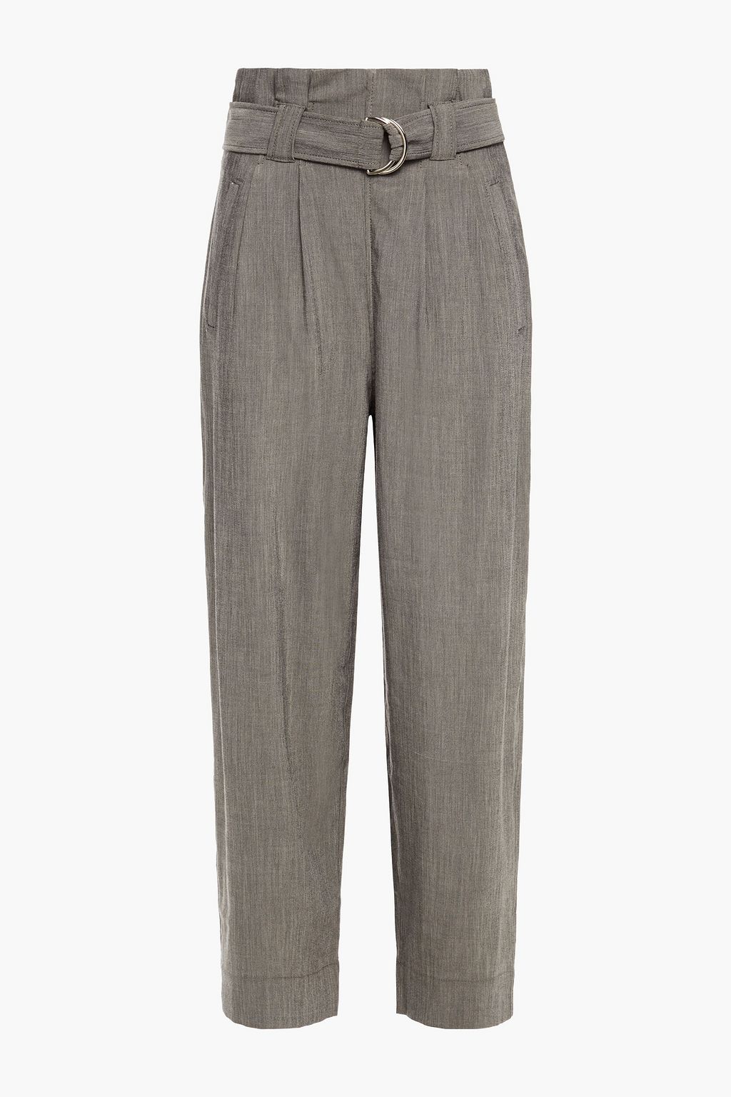 GANNI Belted pleated woven tapered pants | THE OUTNET