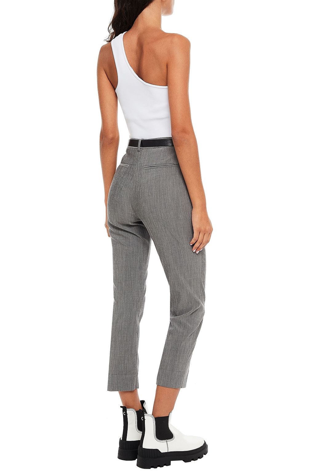 GANNI Cropped mélange woven tapered pants