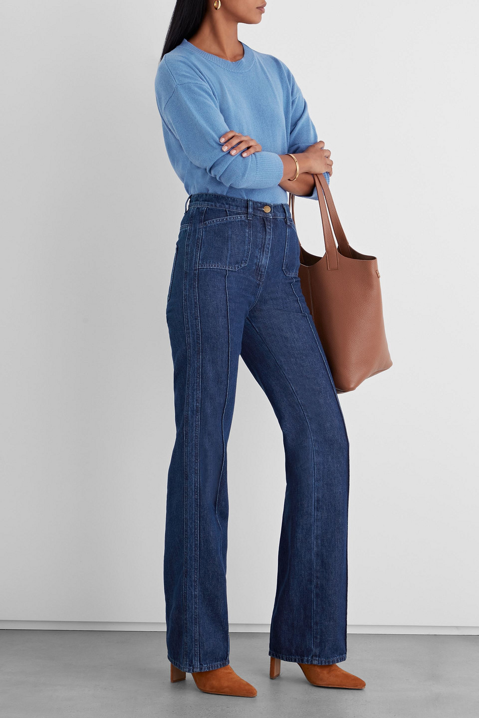 Iris & Ink Carole High-rise Straight-leg Jeans In Mid Denim