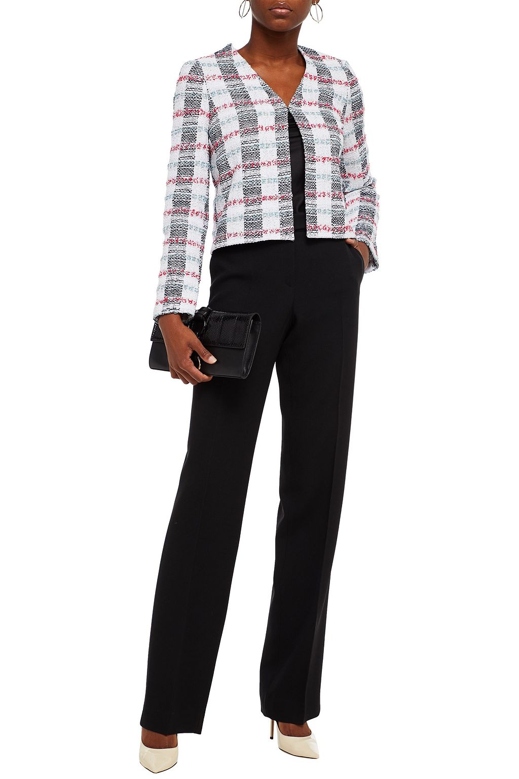 ST. JOHN Metallic cotton-blend tweed jacket