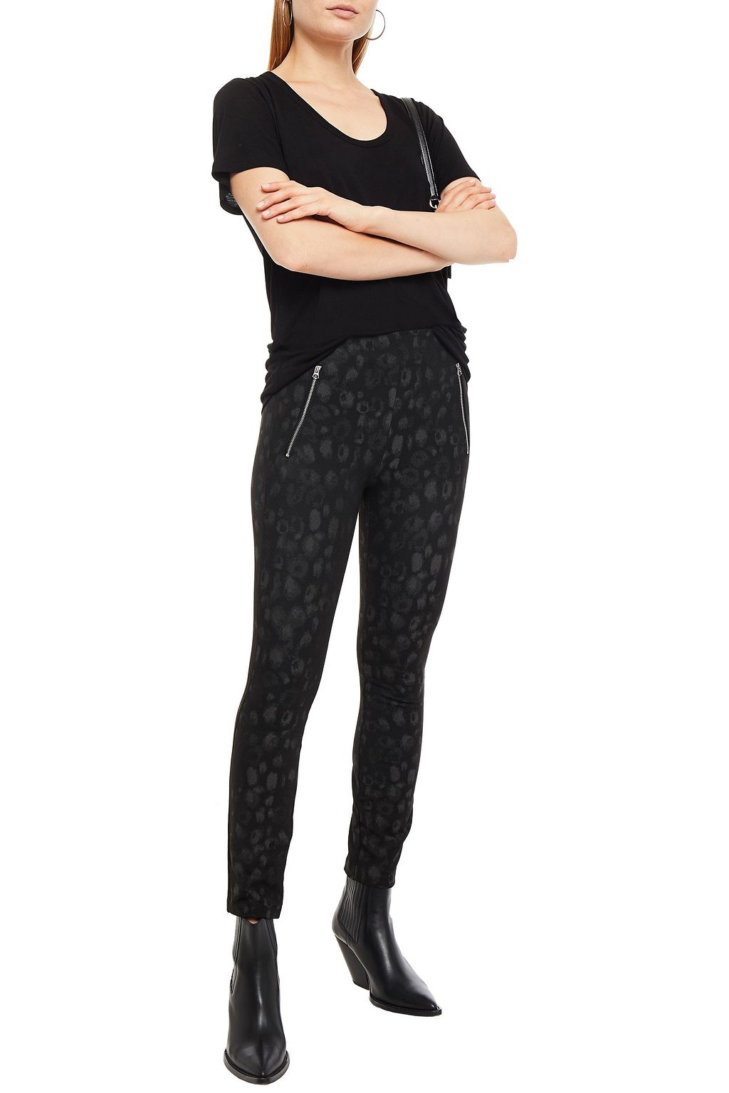 RAG & BONE Zip-detailed printed woven skinny pants