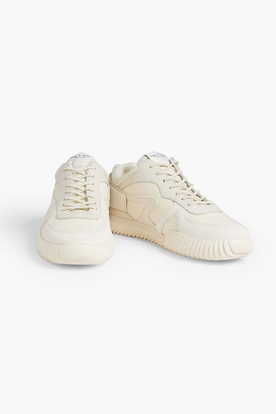 Rag & Bone + Net Sustain Retro Runner 2.0 Leather And Suede-trimmed Recycled Nylon Sneakers In Ivory