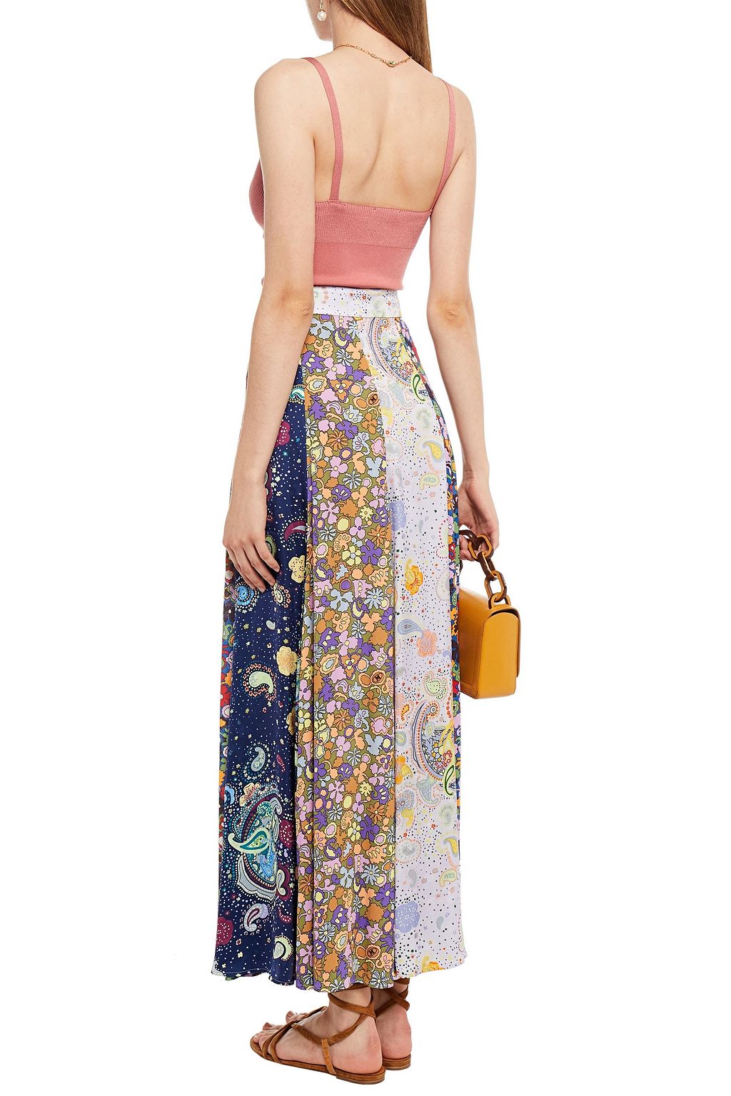 M MISSONI Printed satin and crepe de chine maxi skirt