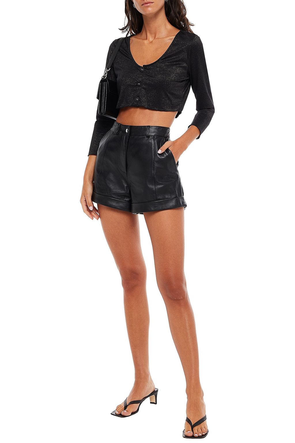 ONIA Layla cropped metallic stretch-jersey top