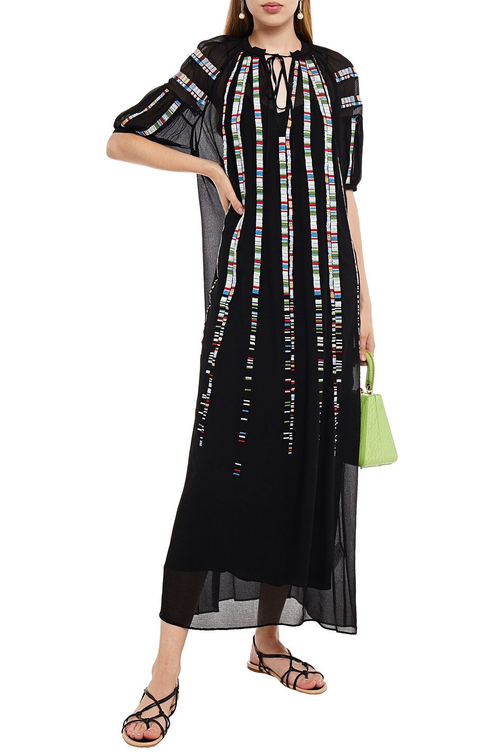 M MISSONI Embroidered silk-crepon maxi dress