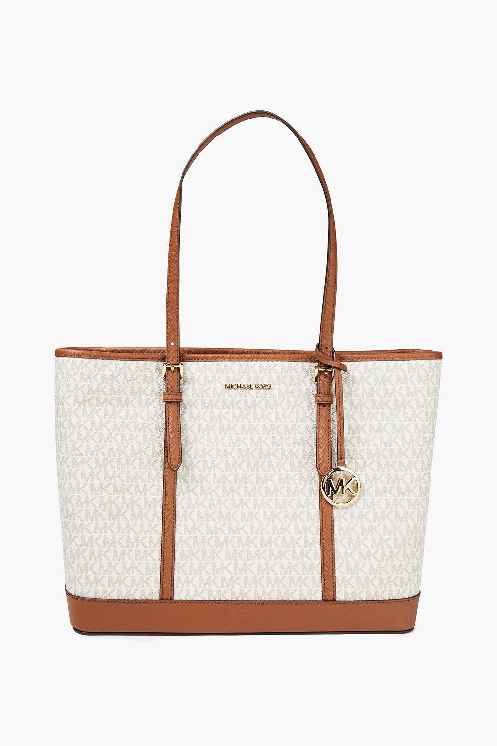 Ecru Logo-print faux leather tote 