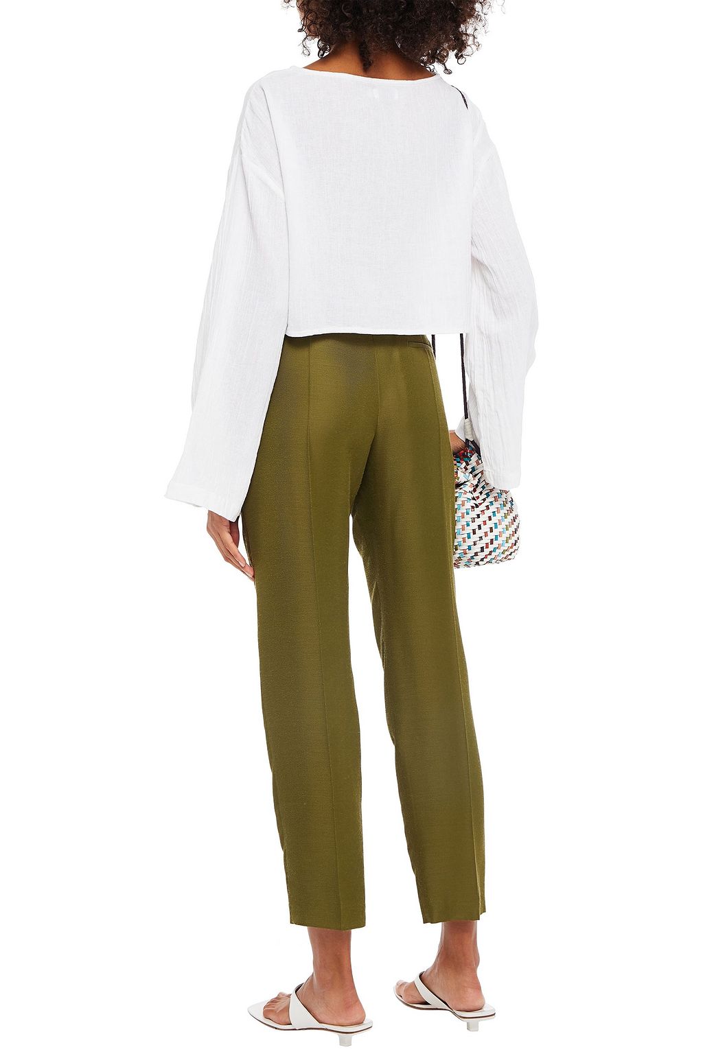 ONIA Cropped crinkled cotton-gauze top