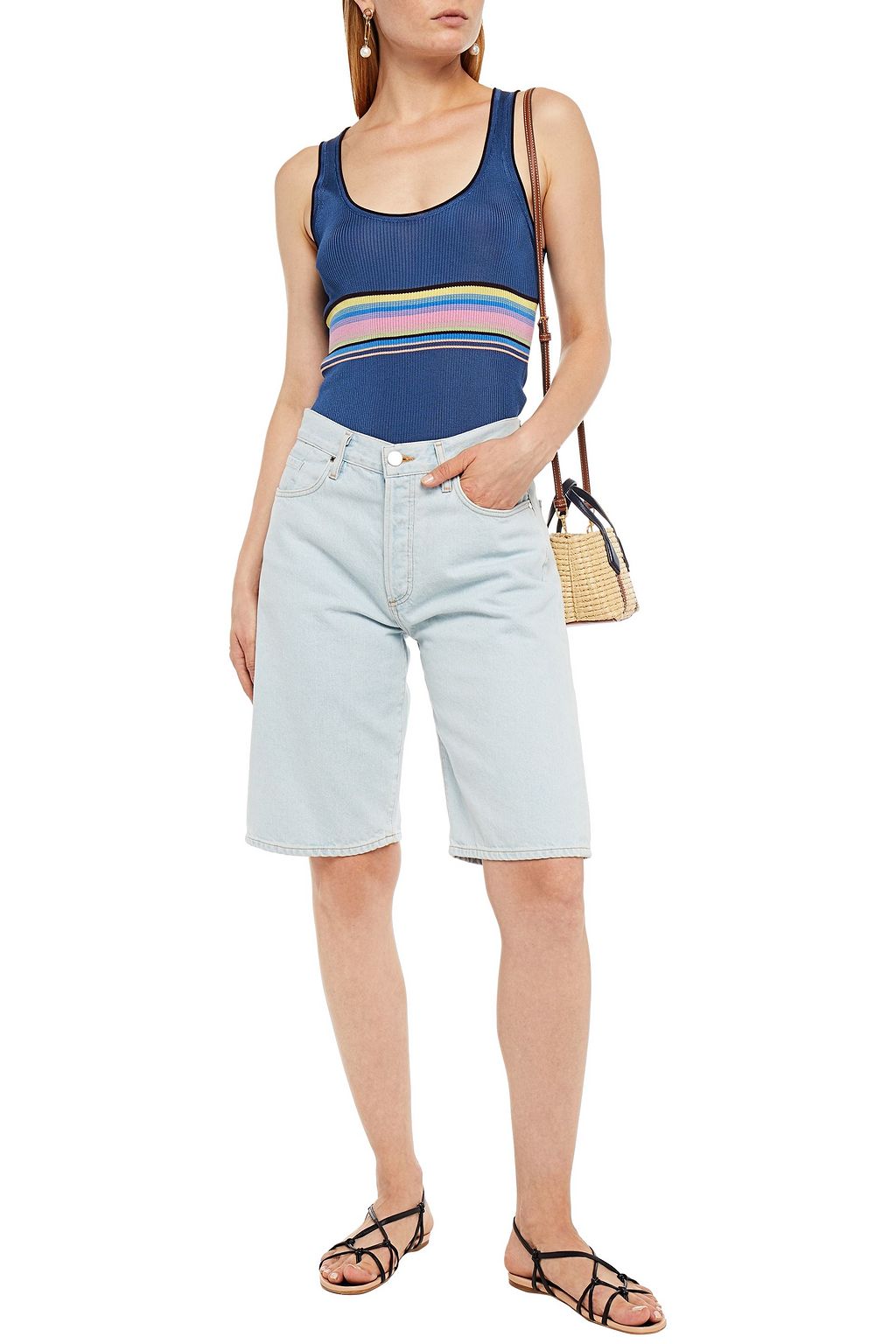 M MISSONI Striped ribbed-knit tank