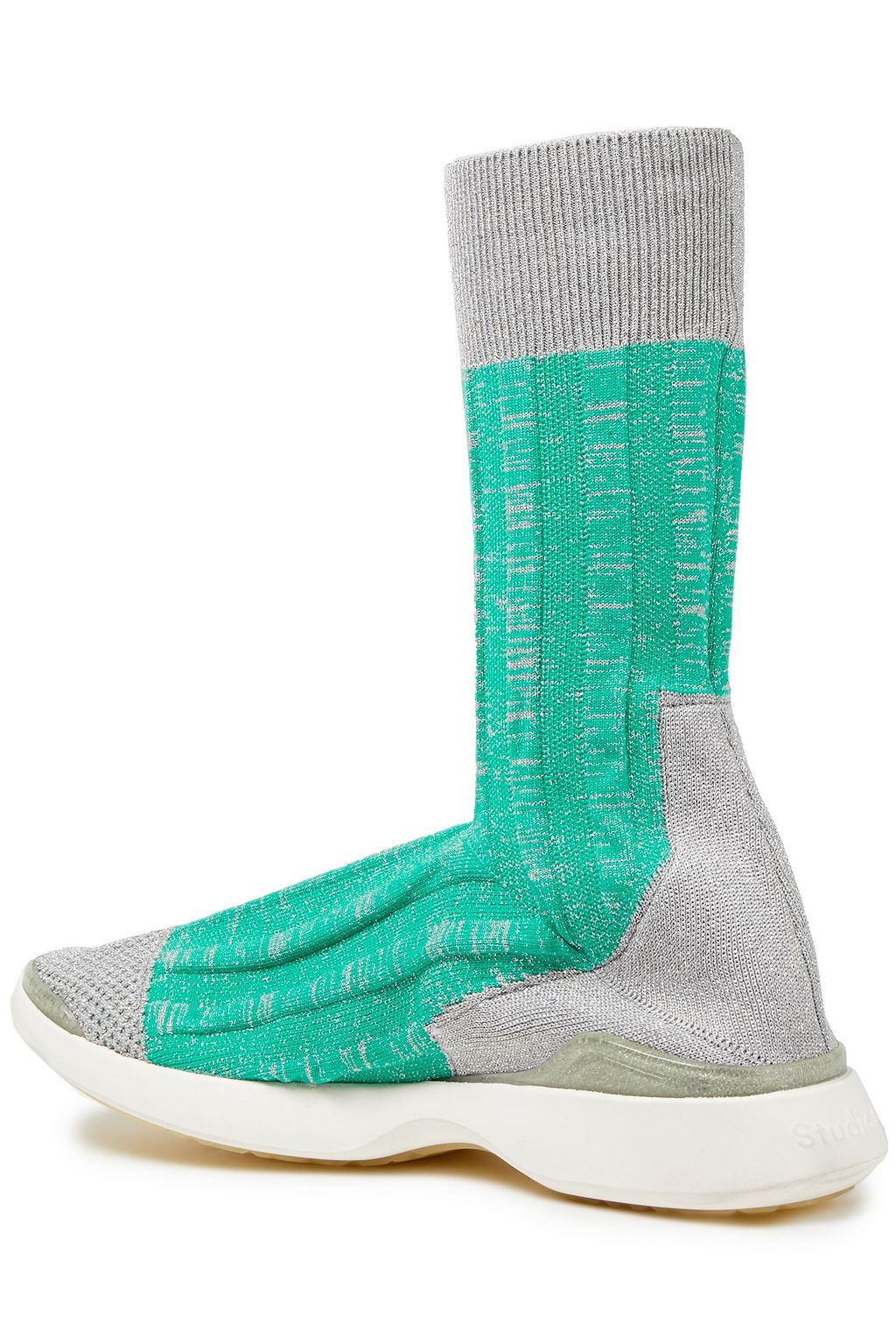 ACNE STUDIOS Two-tone mesh and ribbed-knit sneakers