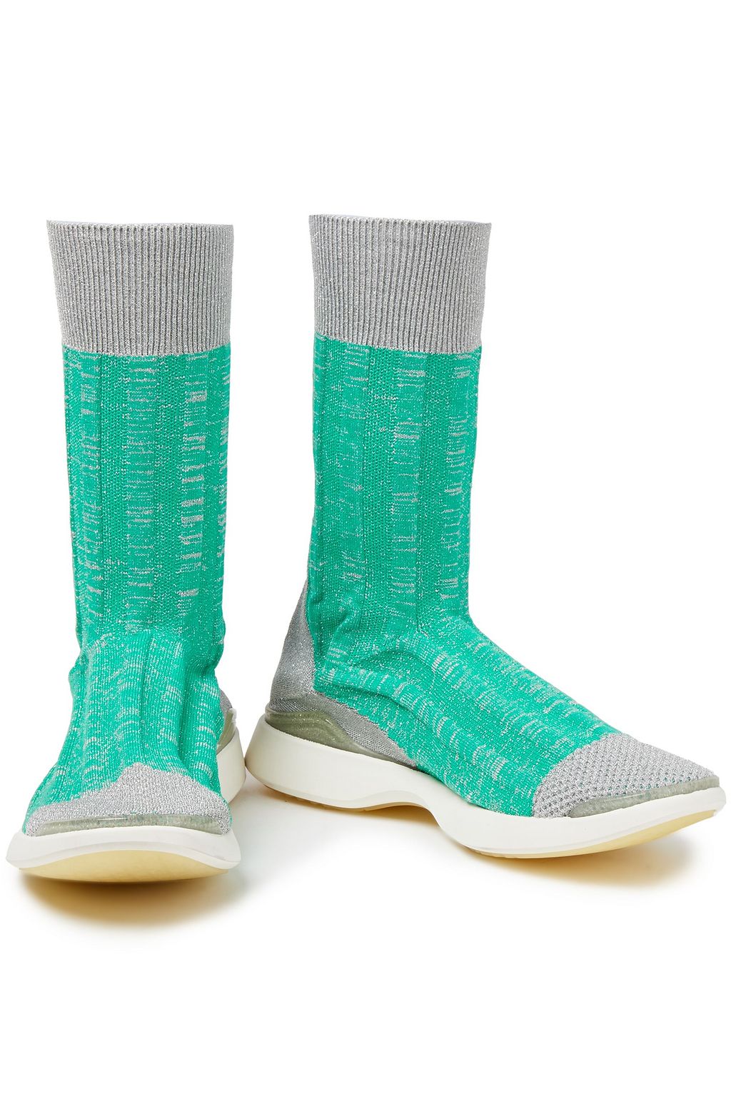 ACNE STUDIOS Two-tone mesh and ribbed-knit sneakers