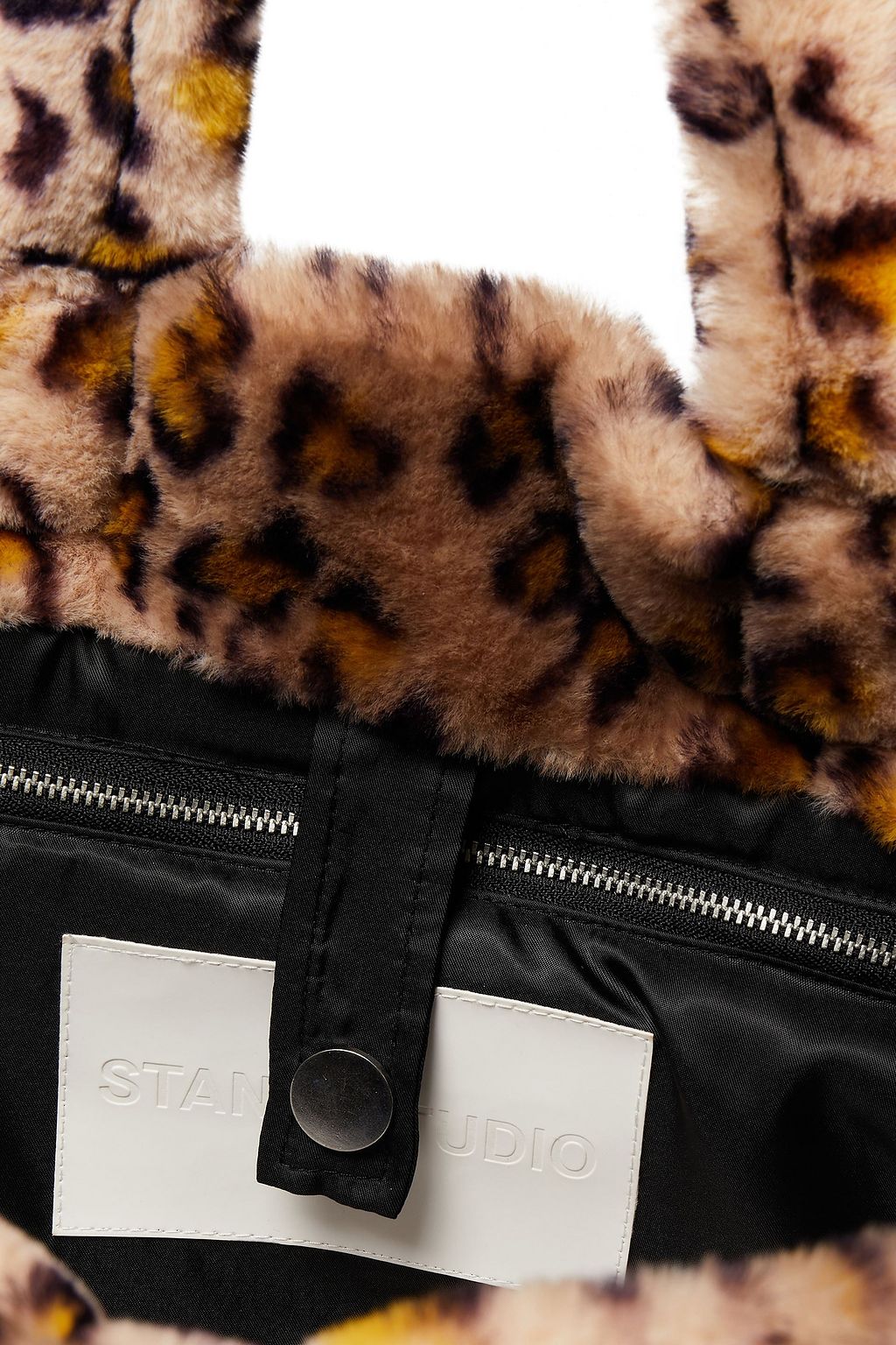 STAND STUDIO Leopard-print faux fur tote