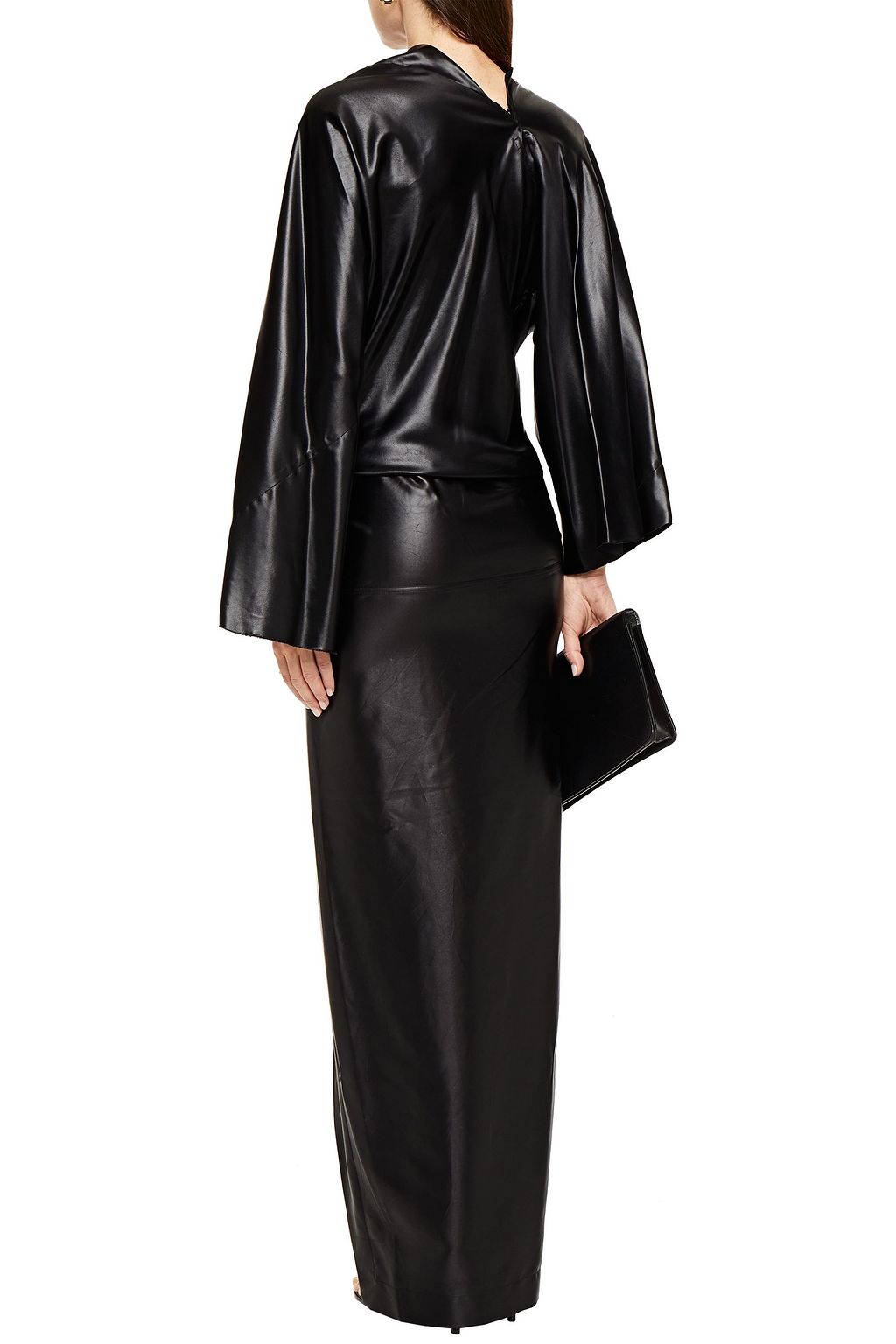 RICK OWENS Draped satin maxi skirt