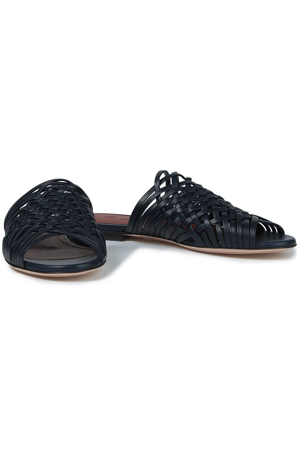 LORO PIANA Braided leather slides