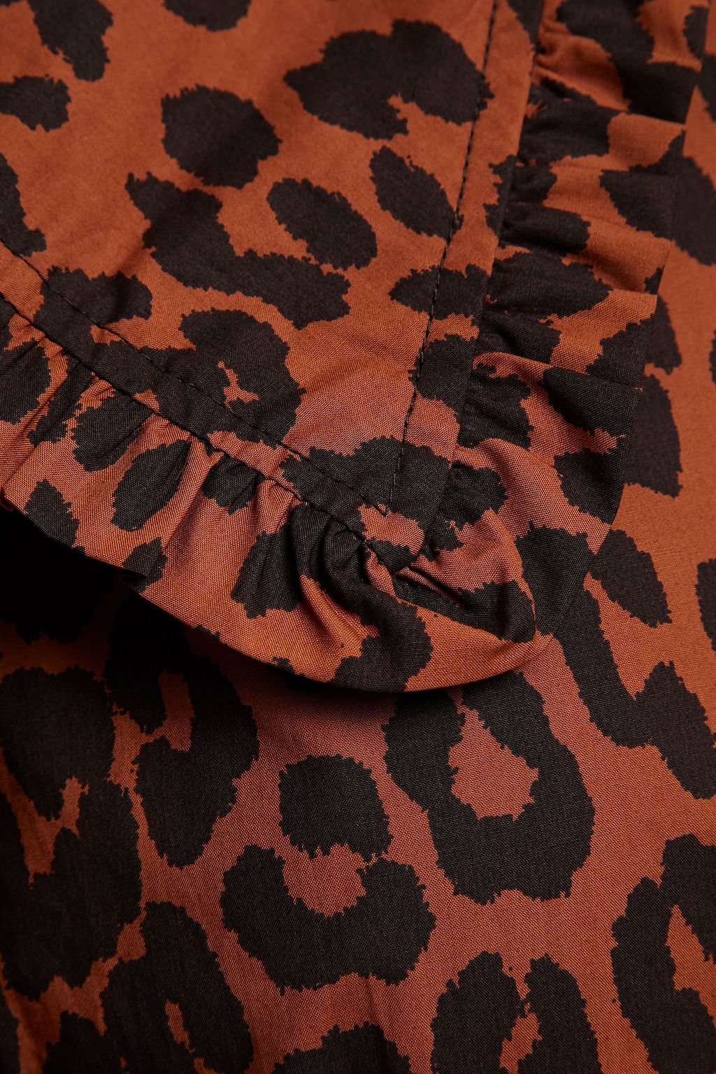 GANNI Ruffle-trimmed leopard-print cotton-poplin mini dress