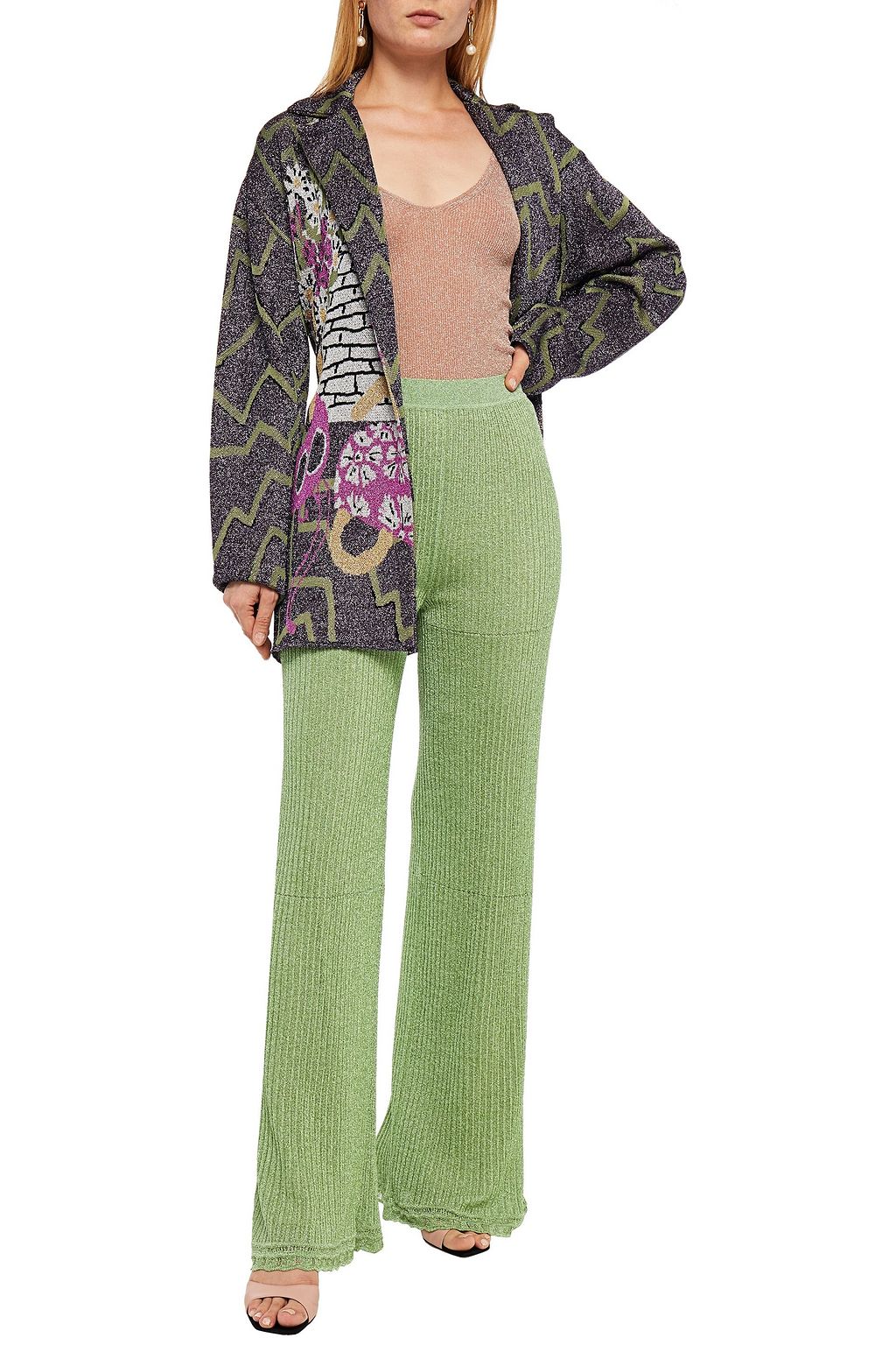 M MISSONI Metallic ribbed-knit wide-leg pants