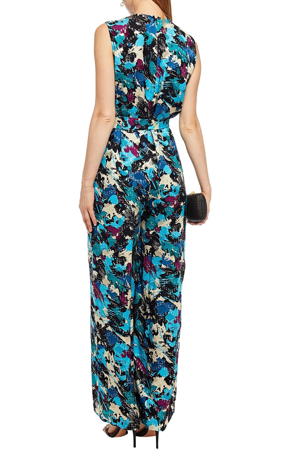 M MISSONI Belted metallic printed fil coupé silk-blend jacquard jumpsuit