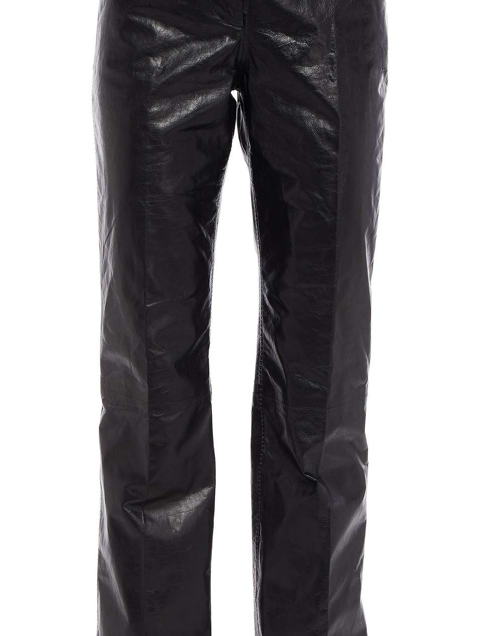 textured-leather straight-leg pants