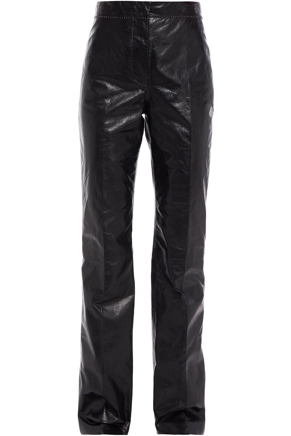 Textured-leather straight-leg pants