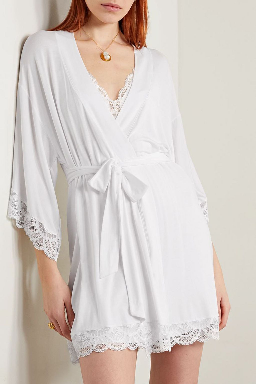 EBERJEY Mademoiselle lace-trimmed stretch-TENCEL™ Modal robe