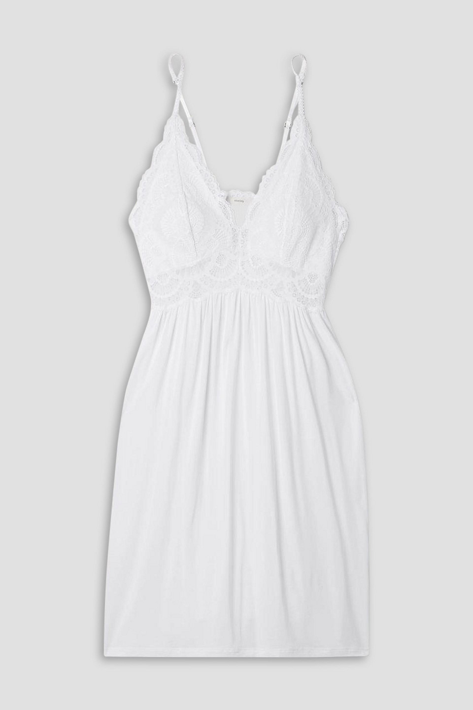 Eberjey The Mademoiselle Lace-trimmed Stretch-tencel™ Modal Chemise In White