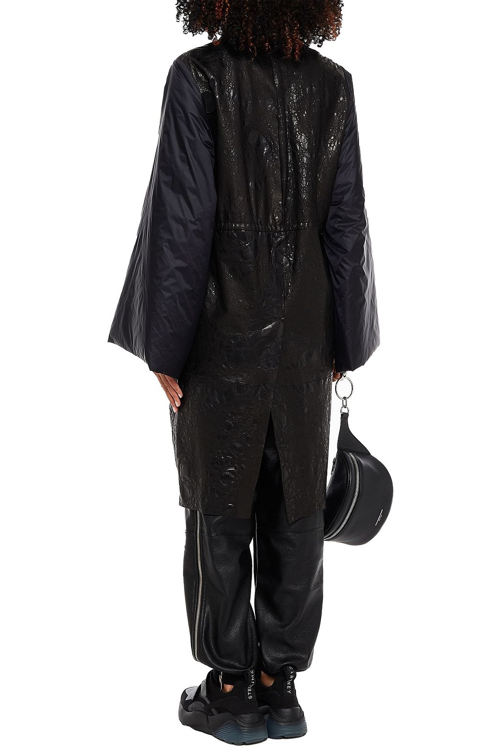 RICK OWENS Shell-paneled croc-effect leather coat