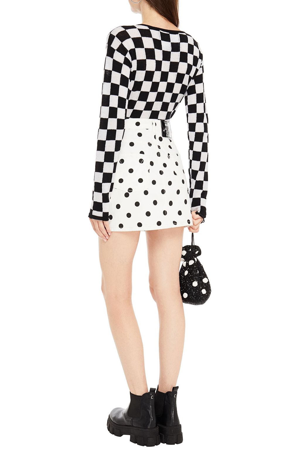 MARC JACOBS Polka-dot denim mini skirt