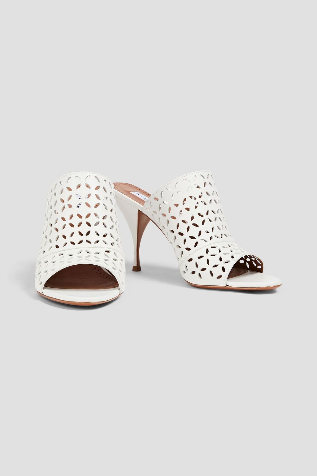 ALAÏA 90 laser-cut leather mules