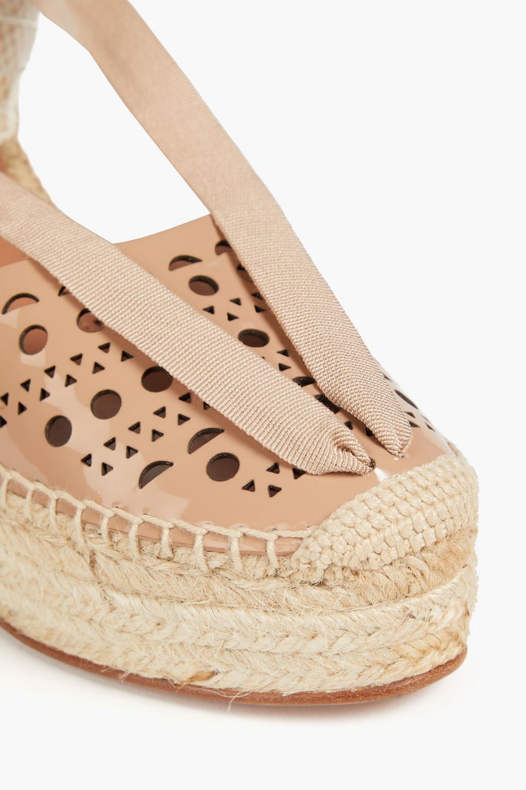 ALAÏA パテントレザー ウェッジエスパドリーユ レーザーカット