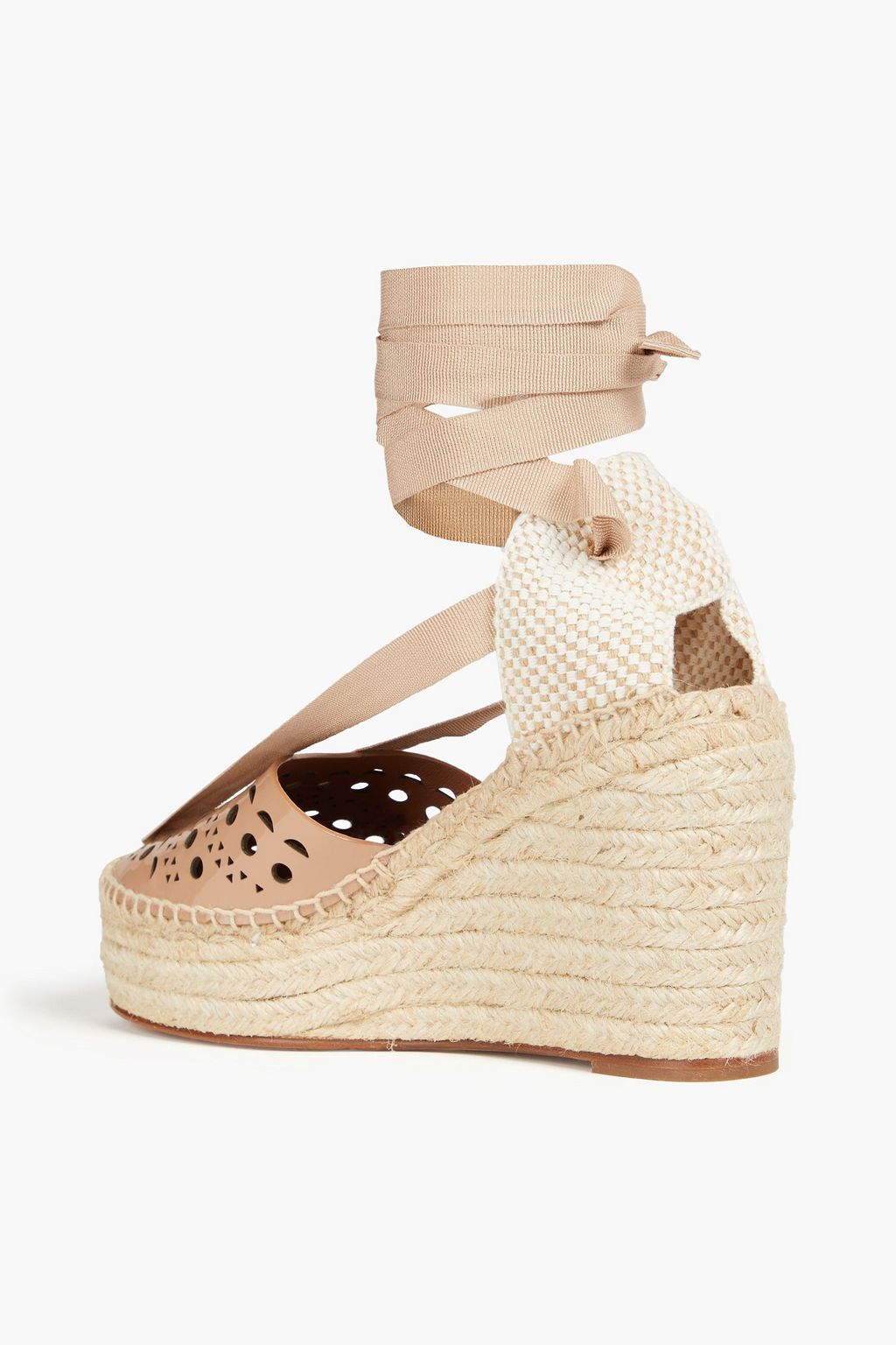 ALAÏA パテントレザー ウェッジエスパドリーユ レーザーカット