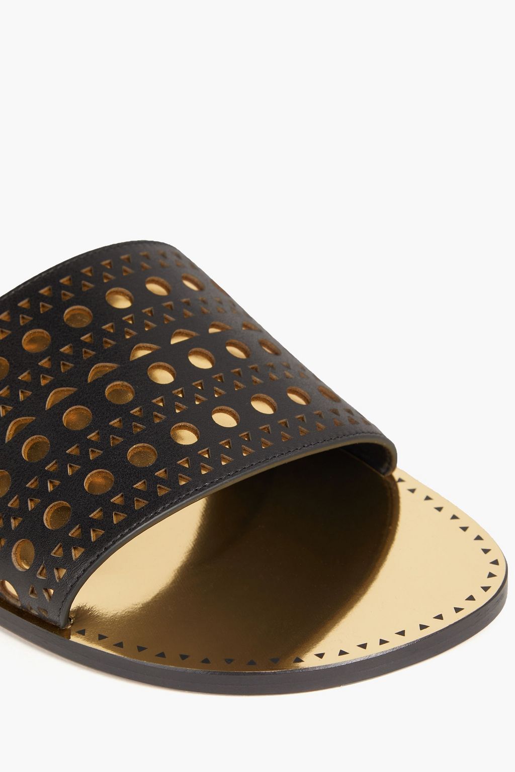 ALAÏA レザー スライドサンダル レーザーカット バイカラー