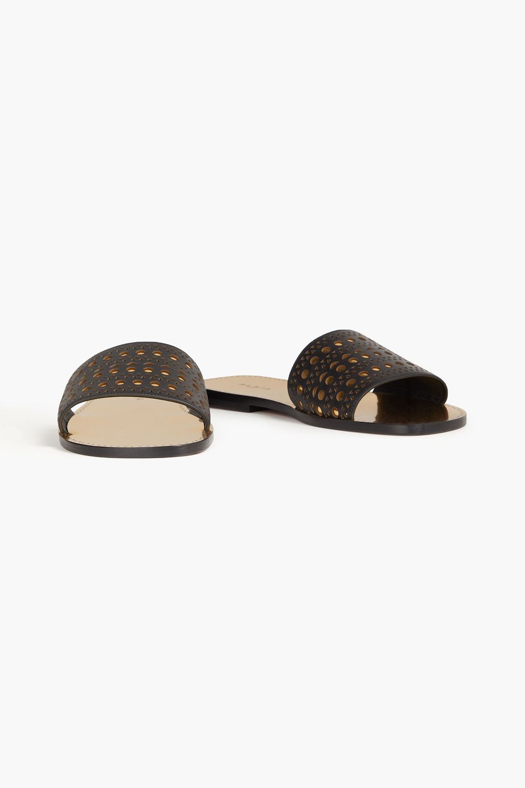 ALAÏA レザー スライドサンダル レーザーカット バイカラー