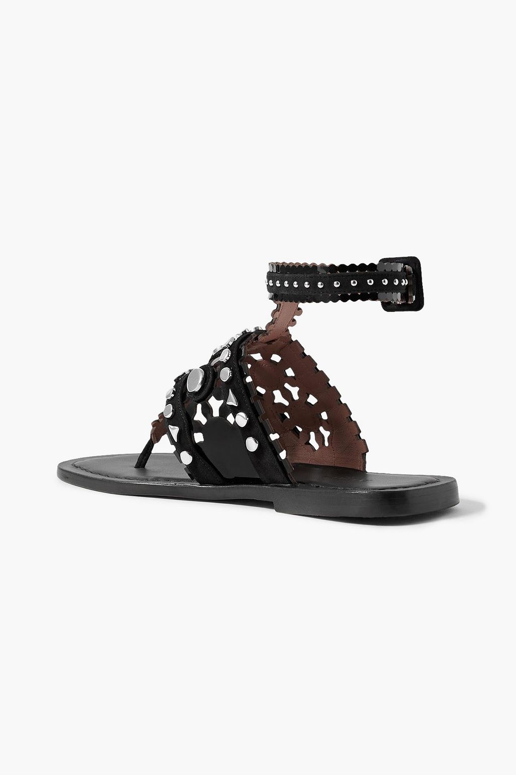ALAÏA Editions studded laser-cut patent-leather and suede sandals