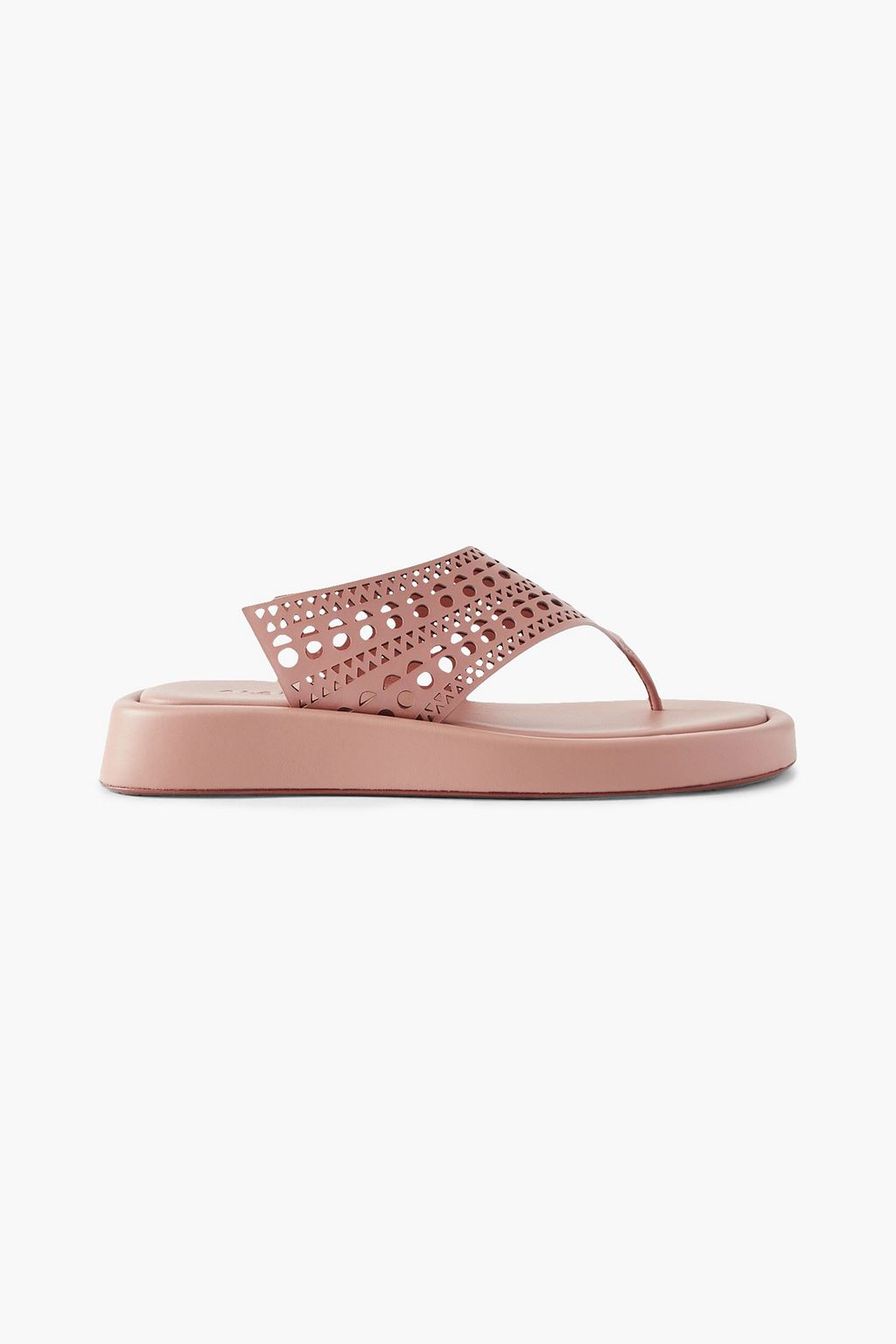 ALAÏA 40 laser-cut leather platform flip flops | THE OUTNET