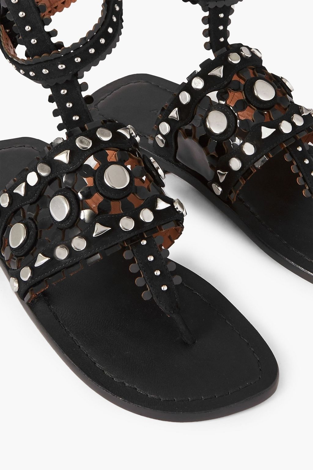ALAÏA ヌバック サンダル スタッズ付き レーザーカット
