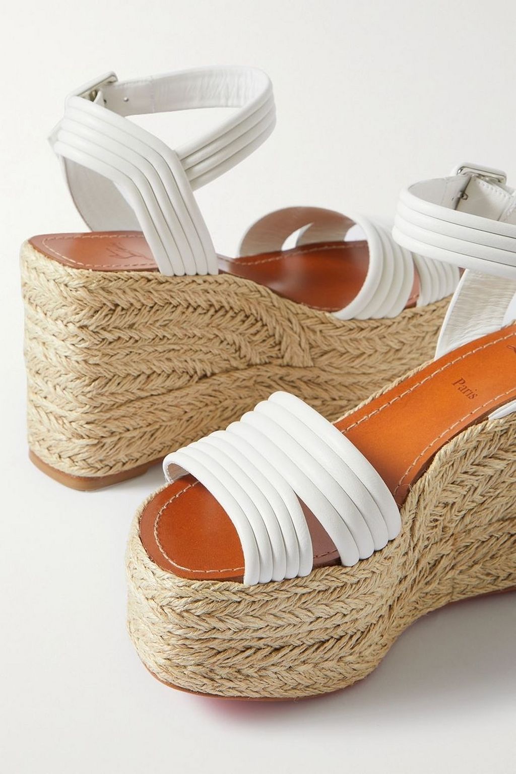 CHRISTIAN LOUBOUTIN Manola Zeppa 90 leather espadrille wedge sandals