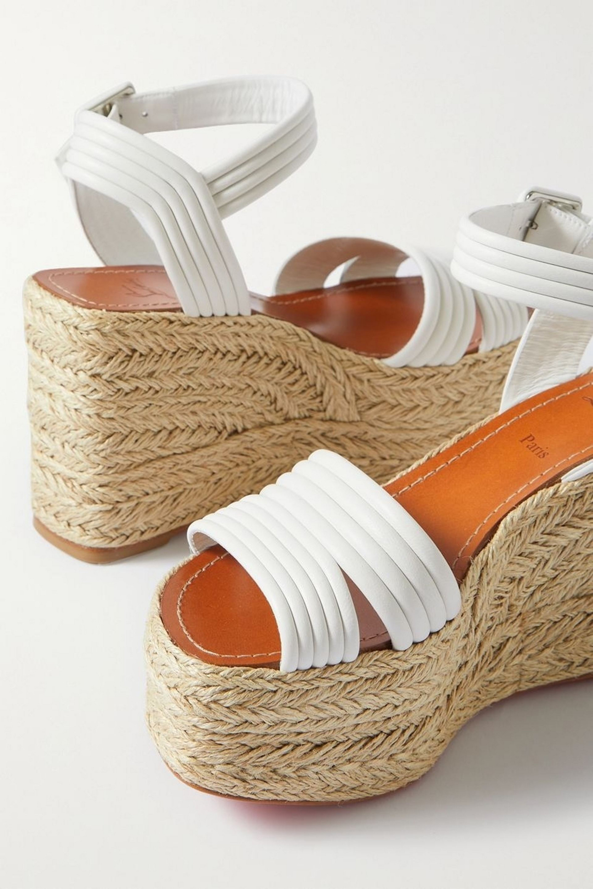 CHRISTIAN LOUBOUTIN Manola Zeppa 90 leather espadrille wedge sandals thumbnail