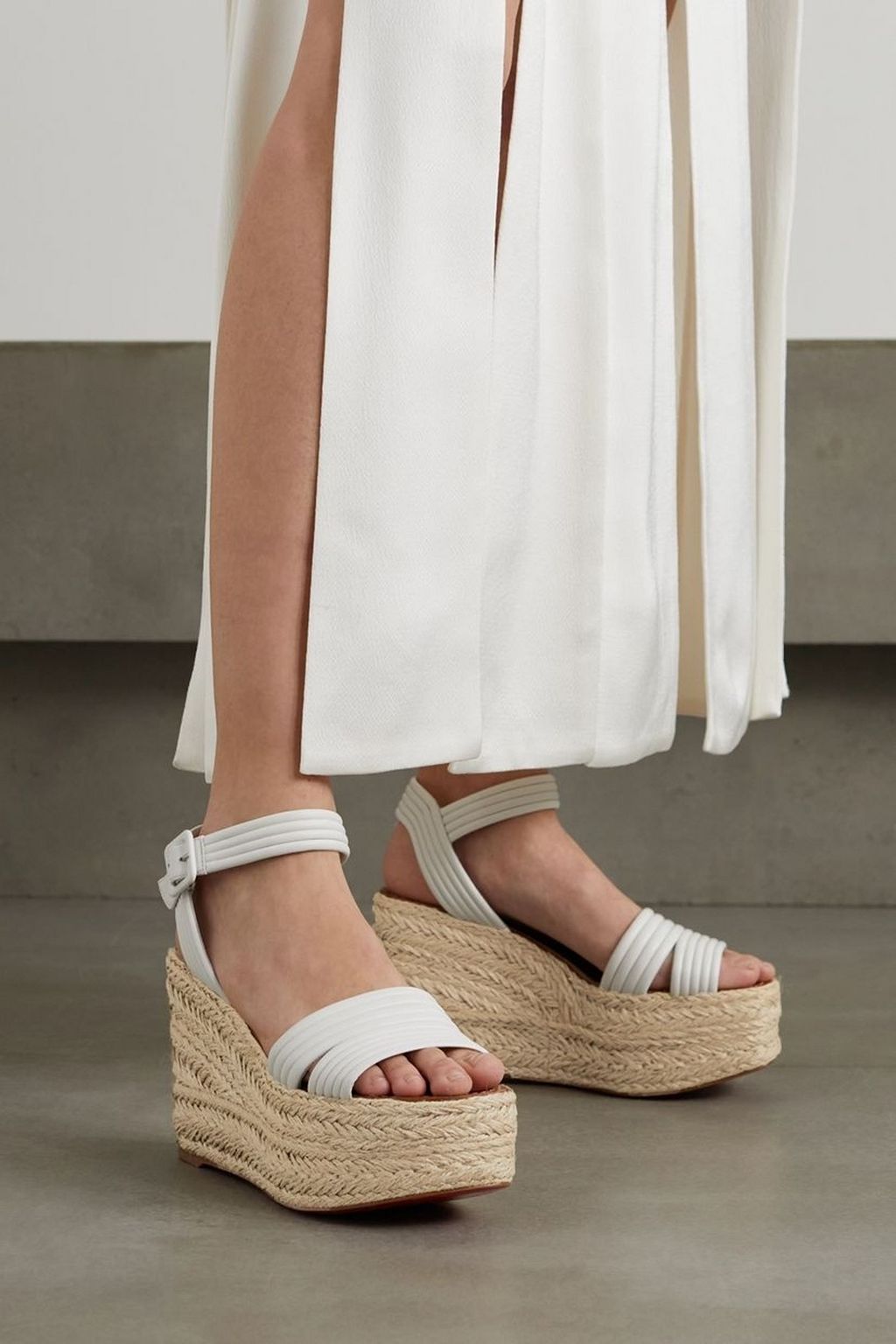 CHRISTIAN LOUBOUTIN Manola Zeppa 90 leather espadrille wedge sandals