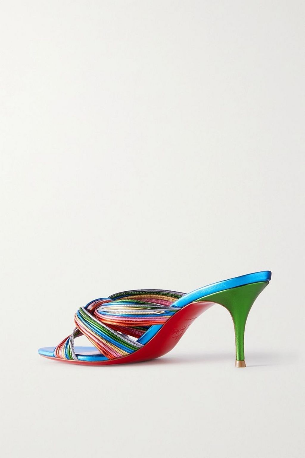CHRISTIAN LOUBOUTIN Multitaski 70 metallic leather mules