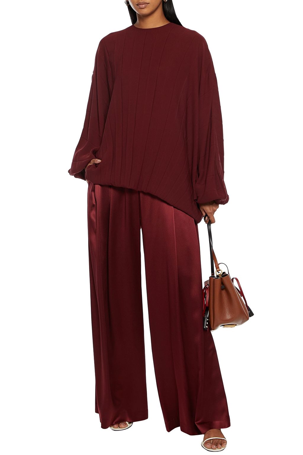 VALENTINO GARAVANI Plissé silk crepe de chine blouse