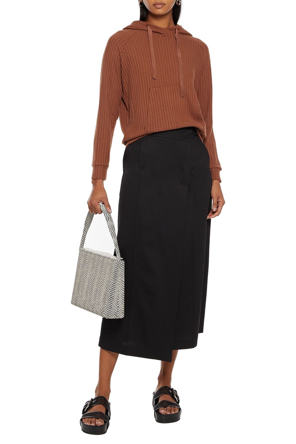 ENZA COSTA Ribbed-knit hoodie